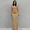 2024SS Casual jurken Solide kleur sexy slanke backless mouwloze bodycon lange jurk vrouwen van de schouder maxi zomervestidos mujercasual