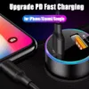 Fast Quick Charger Dual Ports QC 3.0 PD 20W LED Light Digital Detection Usb Car Charger Power Adapter