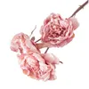 One Silk Peony Flower Branch 3 Cabeças Efeito de pintura a óleo artificial Poonia Stem para Centerpieces Decoração Floral Decoração