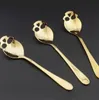 Dhl Sugar Skull Tea Spark Supk Café inoxidável colheres de sobremesa Spoon Scere Cream Tableware Colher Kitchen Acessórios 100pcs B0527s