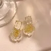 Koreaanse elegante transparante rozenbloem kristal bengelen oorbellen meisjes mode champagne pendientes sieraden geschenken