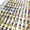 Bulk lots 100pcs Stripe Line Mix Stainless Steel Men Women Wedding Band Rings Male Female Party Jewelry Whole Mix lot276a