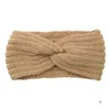 Jesień Zima Solid Crochet Knitting Wool Kobiety Pałąk Tkactwo Krzyż Handmade DIY Zespoły Do Włosów Ciepła Słodka Dziewczyna Akcesoria Do Włosów AA220323