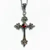Naszyjniki wisiorek GOTH duży detal Krzyż Czarny Czerwony Wiertło Srebrny naszyjnik dla kobiet punkowy moda biżuteria