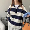 女性のフーディーズスウェットシャツディープタウンビンテージ女性ストライプ韓国スタイルのハラジュク