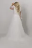 2022 Boho Avorio A-line Abiti da sposa modesti Abiti con maniche lunghe Paillettes Pizzo Tulle Bottoni Abito da sposa quadrato trasparente con maniche trasparenti