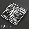 Qmake 19 In 1 Stainless Steel Manicure Set Professional Nail Clipper Pedicure Tools Ingrown Tooenail Trimmer 220630