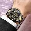 Lige Watch Mens Top Роскошная такта повседневная нержавеющая сталь 24 -часовая фаза Men Men Watch Sport Водонепроницаемый кварцевый хронограф 2205313286026