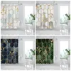 Cortina de chuveiro de mármore Polyester impermeável cortinas de chuveiro de folhas douradas Padrão de banho de banheira Decoração de tela em casa 220517