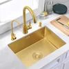 Under Window Small Size Gold Kitchen Sinks 304 Stainless Steel Single Bowel Basin Kitchen Sink Multifunctional Table Board 20 in