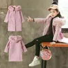 Girls Autumn And Winter Mid-Length Wool Hoodie Girl Solid Color Girls Large Fur Collar Thick Warm Jacket J220718