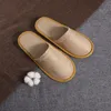 Hotel Disposable Linen Slippers Beauty Salon Hospitality Travel Thick Bottom Non-slip All-inclusive Slippers WJ0032