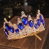 Cristalli Corona da sposa Copricapo Accessori per capelli da sposa rotondi Strass Tiara Diadema Regina Per spose Ragazza Spettacolo Gioielli Barocco Quinceanera Diamante Cotogna