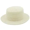 Semplice cappello da sole estivo in paglia fai-da-te per donna uomo cappello piatto a tesa larga da spiaggia protezione UV cappello Panama