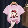 T-shirts Klee Genshin Impact Print Red Kid Children Baby Black Harajuku Kawaii kläder pojke flicka toppar present Drop Shipt-shirts