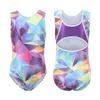 Enfants Filles Dancewear 5-14 Ans Sans Manches Bleu Brillant One-Piece Tank Kids Teens Pattern