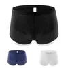 Underpants Men's Sexy Underwear Loose Boxer Casual Pants Breathable Mesh Hemming Luo Home Transparent Quick-dryingUnderpants