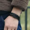 Charm-Armbänder Herren-Armband, geometrisch, Legierung, Zubehör, Kombination aus Leder, klassisch, mehrschichtig, luxuriöser Stil für hübsche Jungen, Geschenk 2