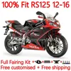 Injektionskroppar för Aprilia RS4 RS-125 RSV RS 125 R RR 125RR 12-16 157NO.87 RSV-125 RSV125 2012 2013 2014 2015 2016 RSV125RR RS125 12 13 14 15 16 FAIRINGS KIT Black Red Red