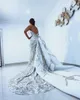 Exquis Cristal Perlé Sirène Robes De Mariée Chérie Manches Paillettes Robes De Mariée Sur Mesure Plus La Taille Robe Formelle