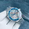 التيتانيوم مشاهدة AAAAA Mens Designer Watch Automatic Mechanical Rubber Band Bracelet 42mm Blue Wavy Dise Dial Display Glide Lock Bezel