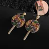 Dangle Chandelier Doux Mignon Boucles D'oreilles Sucette Pour Les Filles Tendance Coloré Zircon Cubique Boucle D'oreille En Argent 925 Aiguille De Luxe Jew2864329