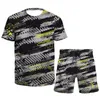 Męskie dresy kamuflaż graffiti 3D T-shirt Summer Leisure Męska koszulka mody uliczna damska pullover krótkie rękawowe garnitur