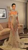 Sliver Nude Mermaid Elegante arabische Abendkleider Kleider mit langen Ärmeln Kendall Jenner Luxus Quaste Perlen Abendkleid
