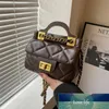 High End Simple Fashion Chain Evening Bag New Style Sewing Line Rhombus Portable Lock Single Shoulder Small Square Bag