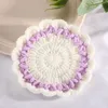 colorful Lace round cotton crochet table place mat pad Cloth placemat cup mug flower coaster doily kitchen Christmas decor