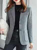 여자 정장 블레이저 가을 겨울 패션 두꺼운 영국식 영국 정장 여성 블레이저 재킷 슬림 한 여성 사무실 OL 프로 잭킷 페미