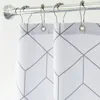 Aimjerry White and Gray Bathontub Fabrict Square مع 12 Hooks 71wx71h عالي الجودة مقاوم للماء وعدوان العمال 041 220517