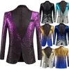 Missfärgning sequin sjal krage smoking suit blazer män bröllop brudgum sångare prom glitter kostym jacka dj club scen blazer 220409