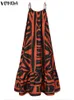 Femme d'été robe Vonda Vintage Ruffle Print Party Maxi Long Dres élégant Sundren Sexy Sans Sans Sandon Femme Robe 220530