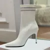 Stretch Ankle Boots Fashion rhinestone Designers shoes Knitting elasticity Printing Mixed Colors Metal heel Sock shoes stiletto Booty 10.5CM High heels Womens Boot