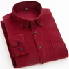 Camisa de pana de algodón de manga larga de invierno de ajuste regular para hombre, camisa informal cálida S ~ 6xl, camisas sólidas para hombre con bolsillos, calidad de otoño 220401