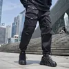 Herenbroek Leer Hip Hop Harajuku Joggers Korter mannelijke overalls ribbon streetwear Techwear Casual functionele wind Japanse vrachtbroeken '