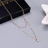Pendant Necklaces RUO Double Layer Zircon Necklace Yellow Gold Color 316 L Titanium Steel Jewelry Woman Gift Never Fade HypoallergenicPendan