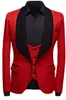 Costumes pour hommes Blazers Prom Red Wedding Tuxedo Suit en veste 3 pièces Veste avec pantalon noir Slim-Fit African Fashion Clothing Set 2022 Costume