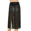 Поясные ремни Tiaobug Fashion Ladies Fauxe Leather Hippy Boho Fringe Tassel Юбка Женщины используют ремень хараджуку пояс панк -готические rave untbelts fi