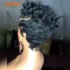 Kısa Bob Pixie Cut İnsan Saç Peruk Siyah/Sarışın/Kahverengi Renkli Kıvırcık Kadınlar için Yok Dantel Frontal Peruk