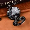 Pocket Watches Quartz Watch Retro Roman Digital Thick Chain Stor svart silver Thun22