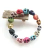 Charm Bracelets Women's Colorful Skull Bracelet Punk Elastic Adjustable Prayer Bead Jewelry Decoration For DailyCharm Lars22