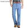 Ny 100% bomull sommar tunna coola män jeans baggy blå byxor bomull casual manlig hög midja tvättade denim byxor 201123