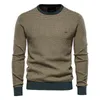 2022 Cotton Sweater Men Casual O-neck High Quality Sweater Knitted Sweaters Solid Color Male New Autumn Warm Sweaters Spliced L220801