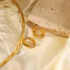 Hoop Huggie Gold Diamantbesetzte Edelstahl-Kettenschnalle, gedrehte Ring-Ohrringe für Frauen, Hochzeitsschmuck, Party-Geschenke