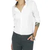 Camicette scozzesi slim sexy da donna estive Primavera Autunno Manica lunga Abbigliamento da lavoro Top casual Office Lady Bottone sul davanti Collo a bavero Camicia classica Nero Bianco Top TAGLIA S-XXL