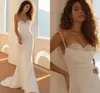 Sexy Satin Mermaid Wedding Dress For Women 2022 Simple Lace Appliques Sweetheart Neck Spaghetti Straps Bridal Gown Custom Made