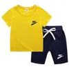 100% Cotton Children Short Sleeve Sets Suit Summer Toddler T-shirt Shorts 2pcs/set Boys And Girls Leisure Wear Outfits Trendy New