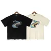 Summer Brand T shirt Vintage Wash Shark Print Couple Casual Short Sleeve T-Shirt Fashion